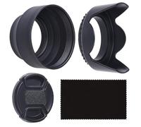 Set of 2 Camera Lens Hoods and 1 Lens Cap - Rubber (Collapsible) + Tulip Flower - Sun Shade/Shield - Reduces Lens Flare and Glare - Blocks Excess Sunlight for Enhanced Photography and Video Footage