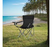 Set of 2 Camping Chairs, Outdoor Folding Chairs with Armrests, 120 kg Capacity, Black