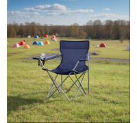 Set of 2 Camping Chairs, Outdoor Folding Chairs with Armrests, 120 kg Capacity, Blue