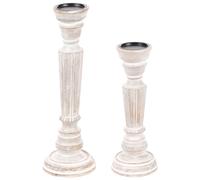 Set of 2 Candle Holders DARWA 30/40 cm Mango Wood Light Brown