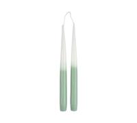Set of 2 Candlestick Candles 26 cm Arty Tie And Dye White and Celadon