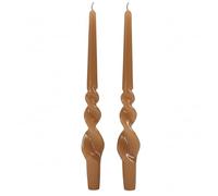 Set of 2 Candlestick Candles Lacquered Handcrafted - Home Decor Collection - Height 30 cm - Cereria di Giorgio - Mocha Mousse Colour