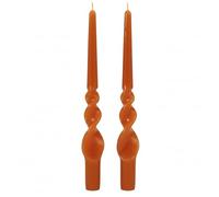 Set of 2 Candlestick Candles Lacquered Handcrafted - Home Decor Collection - Height 30 cm - Cereria di Giorgio - Terracotta Colour