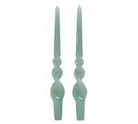 Set of 2 Candlesticks Volute Lacquered Handcrafted - Height 30 cm - Cereria di Giorgio - Vintage Green Colour