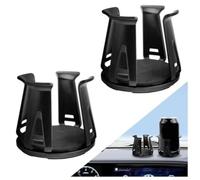 Set of 2 Car Drink Holder Insert with Adaptive Clamping Arm, Non-Slip Cup Holder for Cars Trucks, Robust ABS Plastic, Black, Suitable for Cups up to 68 mm Diameter (A Pair)