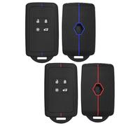 Set of 2 Car Key Cover Cases Compatible with Re-Nault Clio, Megane, Captur, Kadjar, Kangoo, Talisman, Koleos, Space, Zoe, Dacia Duster, Renault Card Case, TPU Silicone Blue and Red, 4 Buttons