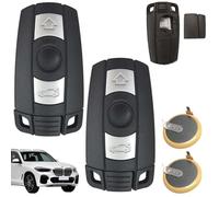 Set of 2 Car Key Shell Remote Control, Car Key Case with 2 x LIR2025 Battery, Key Case Cover Car Key Compatible for BMW 1 Series 3 Series 5 Series 6 Series X1 X5, Key Housing Remote Control