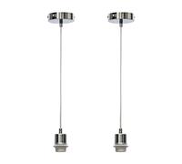 Set of 2 Carss - Polished Chrome Ceiling Pendants for Easy Fit Shades