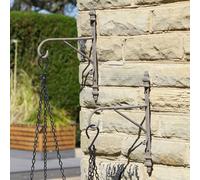 Set of 2 Cast Iron Garden Hanging Bracket Wall Brackets Dibor Grey One Size