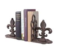 Set of 2 Cast Iron Heavyweight Fleur De Lys Bookends Winter Wedding Anniversary Christmas Reading Gift Idea 1kg (BZ86)