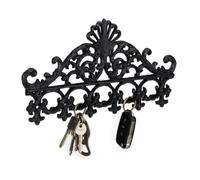 Set of 2 Cast Iron Wall-Mounted Coat Rack Baroque Key Antique Style with 5 Hooks