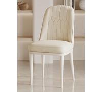 Set of 2 Casual Dining Chairs Thick Faux Leather Metal Legs Milk White No Armrests Ideal for Kitchen Bathroom Living Room Lounge Reception Furniture