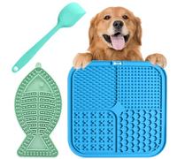 Set of 2 Cat Lick Mat, 20 x 20 cm, Lick Mat Cat with Silicone Spatula, Slow Feeder Dogs with Suction Cups, for Dog Training, Grooming and Bathing, Relieves Anxiety and Boredom