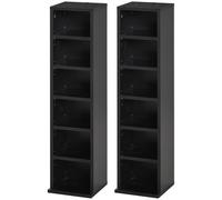 HOMCOM 2pk CD Media Display Tower Units Adjustable Shelves, Black