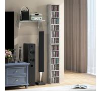HOMCOM Set of 2 CD Storage Units with Adjustable Shelves Cement Grey