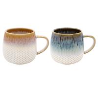 SET OF 2 CERAMIC COFFEE MUGS CHINA HOT CHOCOLATE CUPS GIFT TEA Reactive Glaze