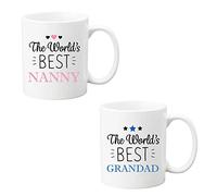 Set of 2 Ceramic Mugs Gift, World's Best Nanny & Grandad Coffee Cups
