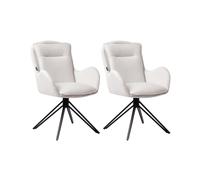 Beliani Set Of 2 Dining Chairs Swivel Avelar Fabric Light Beige