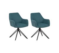 Beliani Set Of 2 Dining Chairs Swivel Jodar Fabric Teal