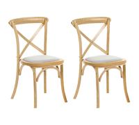 Set of 2 Chairs LYONS Wood Light Brown/ Beige