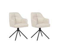 Beliani Set Of 2 Dining Chairs Swivel Mira Fabric Beige