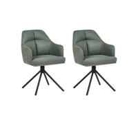 Beliani Set Of 2 Dining Chairs Swivel Mira Fabric Green