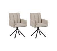 Set of 2 Dining Chairs Swivel SARDOAL Fabric Taupe