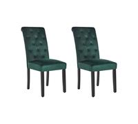 Beliani Set Of 2 Dining Chairs Velva Velvet Dark Green