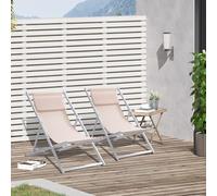 Outsunny Set of 2 Folding Garden Beach - Beige, Cream