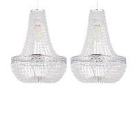 Set of 2 Chandelier Style Pendant Light Shades, Modern Acrylic Crystal Ceiling Lightshades, Easy Fit, Height 45 cm Width 36