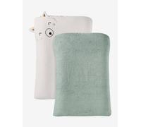 Set of 2 Changing Mattress Covers, Animals, in Towelling grey blue