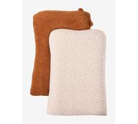 Set of 2 Changing Mattress Covers, Animals, in Towelling hazel