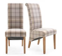 Set of 2 Chester Dining Chairs, Woven Check Fabric