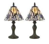 Set of 2 Chichester - Tiffany Coloured Glass 36cm Table Lamps