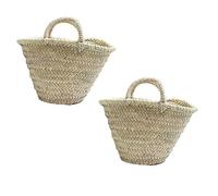 Set of 2 Children's Palm Basket with Short Handle, Natural Fibre Wicker Basket or Bag Approx. 23 x 20 x 17 cm