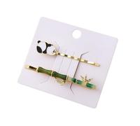 Set of 2 Chinese Style Hair Clips, Hair Clips for Girls, Women, Metal Hair Pins, Cute Panda Bamboo Leaves Hair Clips, Sideways, for Hair Styling, Make-Up, Green