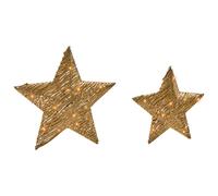 Beliani Set of 2 Christmas Decorations LED HAMPEN Star 24/30 cm Gold, Gold