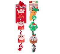 YöL Set Of 2 Christmas Dog Tug Of War Squeaky Toy Pigs In Blankets And Xmas Dinner Indoor Outdoor Puppy House Pet