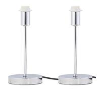 Set of 2 Chrome Touch Operated Stick Table Lamp Bases Only