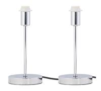 firstchoicelighting Set of 2 Polished Chrome Touch Operated Table Lamp or Bedside Light Bases, Modern Design, Height 26cm, Base Only, LED Compatible