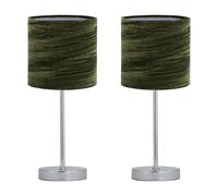 Set of 2 Chrome Touch Operated Table Lamp with Green Crushed Velvet Shades First Choice Lighting Silver One Size