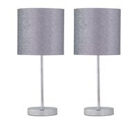 Set of 2 Chrome Touch Operated Table Lamp with Silver Glitter Shades First Choice Lighting Silver One Size