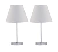 Set of 2 Chrome Touch Operated Table Lamps with Ivory Off White Shades First Choice Lighting Silver One Size