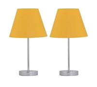 Set of 2 Chrome Touch Operated Table Lamps with Ochre Yellow Shades First Choice Lighting Silver One Size
