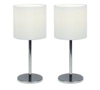 Set of 2 Chrome Touch Operated Table Lamps with White Pleat Shades First Choice Lighting Silver One Size