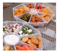 Set of 2 Clear 8-Section Nibble Trays with Lids - 30cm Snack Serving Tray for Parties, Picnics & Everyday Use