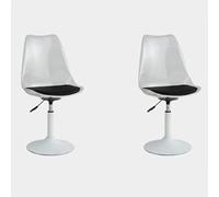 Set of 2 Clear Acrylic Tulip Swivel Dining Chairs Adjustable Height 360° Armless Kitchen Chairs with PU Cushion & PP Backrest Round Base 350 lb Capacity