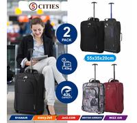 Set of 2 Clearance Super Lightweight Trolley Cabin Hand Luggage Travel Bags
