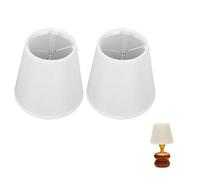 Set of 2 Clip LampShades, Clip On Lamp Shade Small Candle Crystal Chandelier for E14 Bulbs Small LampShade for Table Lamps Mini (White), 9.2x14.2x13cm