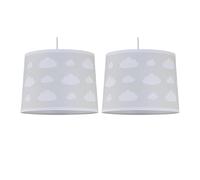 Set of 2 Clouds - Light Grey Easy Fit Fabric Pendant Shade